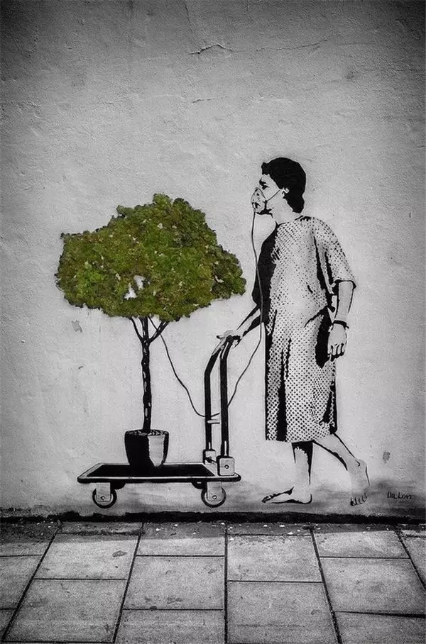 artist，Street Art，a literary creation，tree，